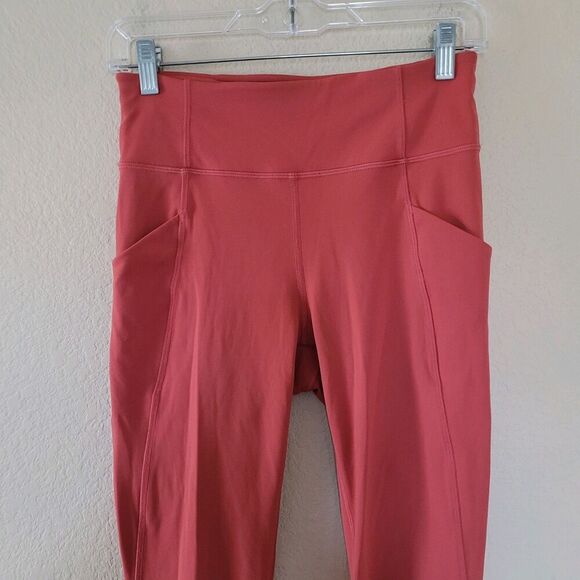 Lululemon Time To Sweat Tight 28" Brick Rose Size 6 W5BY8S Workout Side Pockets - Picture 6 of 8